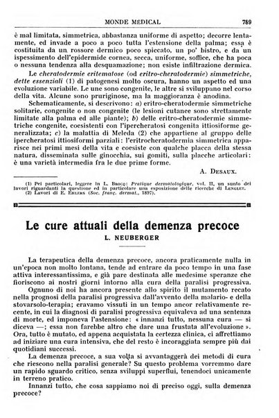 Le monde médical rivista internazionale di medicina e terapia