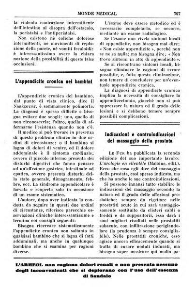 Le monde médical rivista internazionale di medicina e terapia