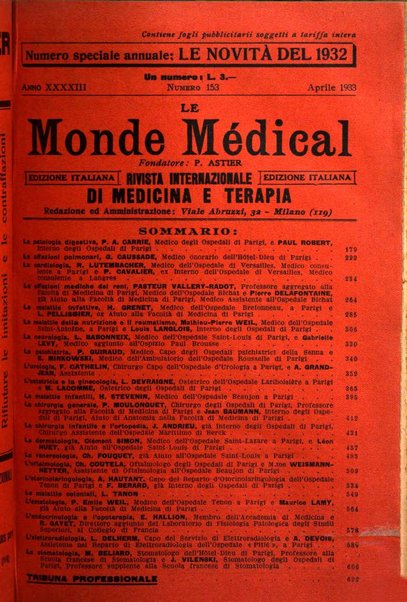 Le monde médical rivista internazionale di medicina e terapia