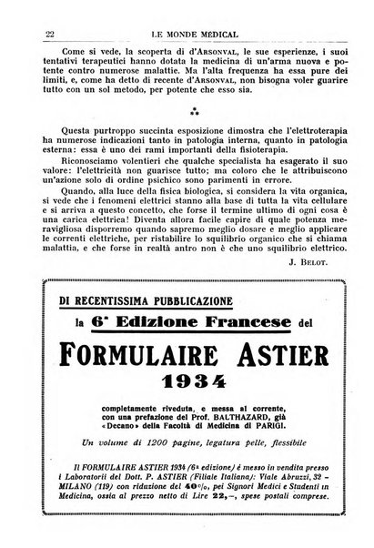 Le monde médical rivista internazionale di medicina e terapia