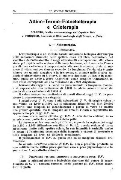 Le monde médical rivista internazionale di medicina e terapia