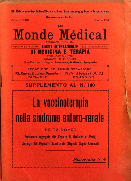 Le monde médical rivista internazionale di medicina e terapia