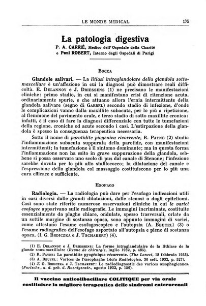 Le monde médical rivista internazionale di medicina e terapia