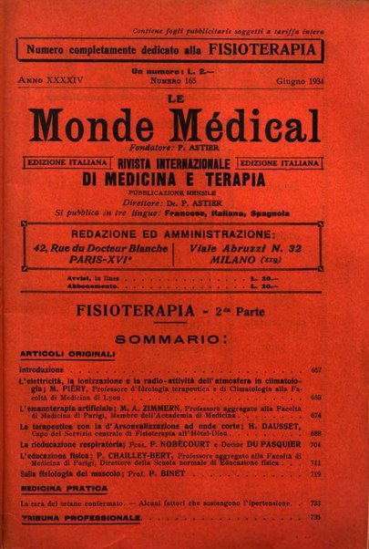 Le monde médical rivista internazionale di medicina e terapia