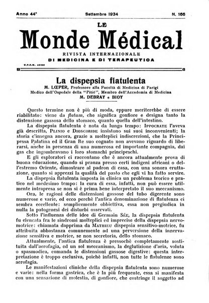 Le monde médical rivista internazionale di medicina e terapia