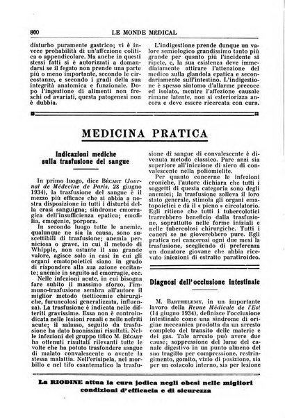 Le monde médical rivista internazionale di medicina e terapia