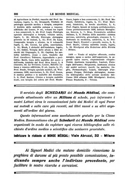 Le monde médical rivista internazionale di medicina e terapia