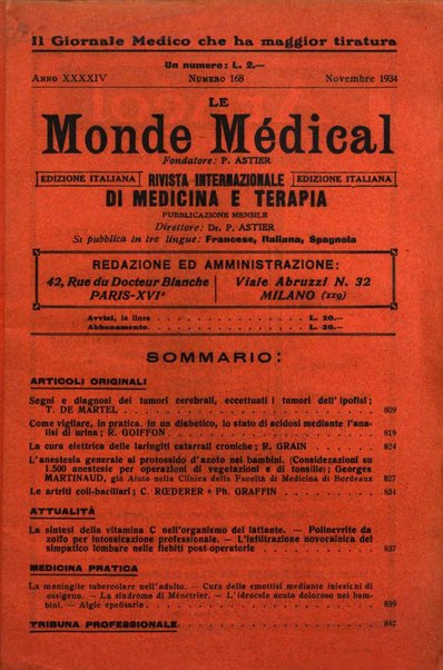 Le monde médical rivista internazionale di medicina e terapia