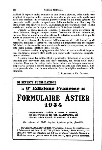 Le monde médical rivista internazionale di medicina e terapia