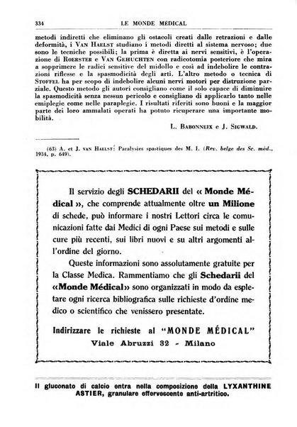 Le monde médical rivista internazionale di medicina e terapia