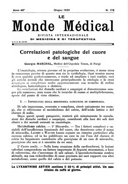 Le monde médical rivista internazionale di medicina e terapia