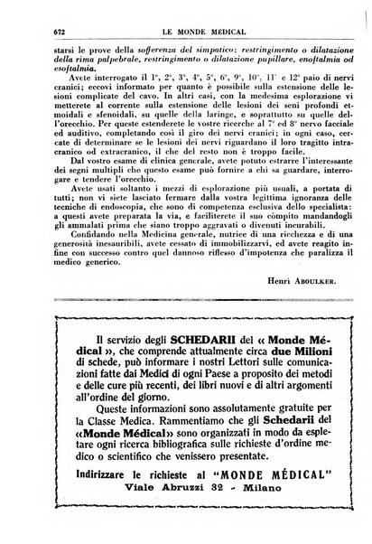 Le monde médical rivista internazionale di medicina e terapia