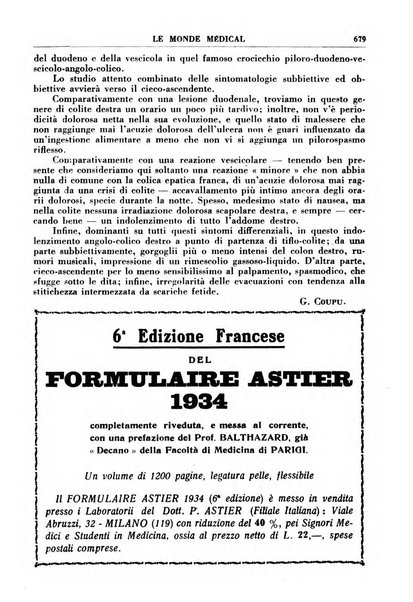 Le monde médical rivista internazionale di medicina e terapia