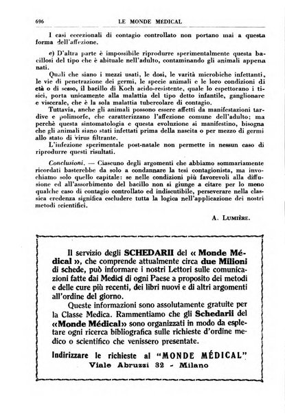 Le monde médical rivista internazionale di medicina e terapia