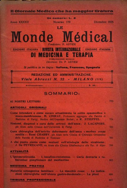 Le monde médical rivista internazionale di medicina e terapia