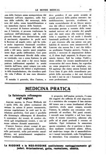 Le monde médical rivista internazionale di medicina e terapia