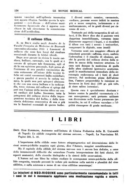 Le monde médical rivista internazionale di medicina e terapia