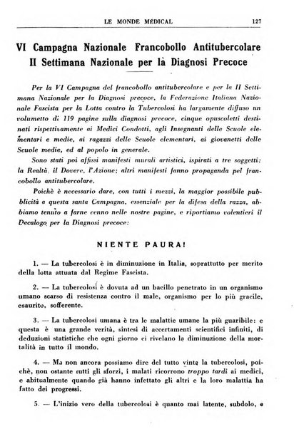 Le monde médical rivista internazionale di medicina e terapia