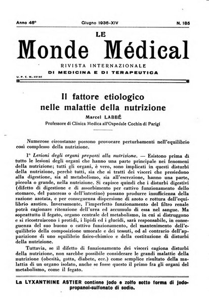 Le monde médical rivista internazionale di medicina e terapia