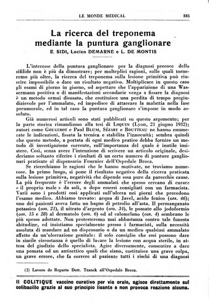 Le monde médical rivista internazionale di medicina e terapia