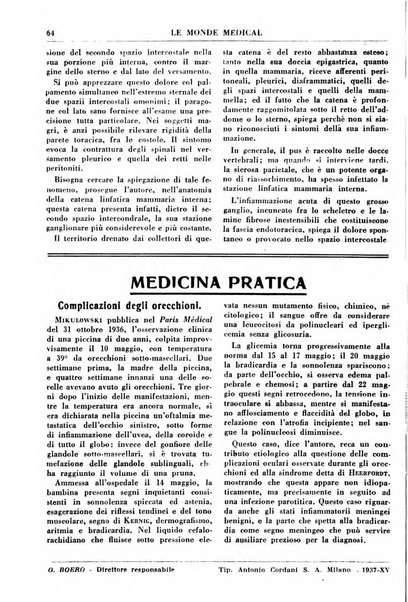 Le monde médical rivista internazionale di medicina e terapia