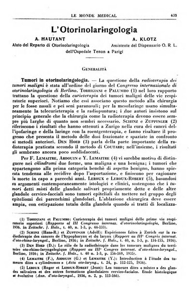 Le monde médical rivista internazionale di medicina e terapia