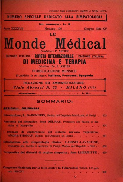 Le monde médical rivista internazionale di medicina e terapia