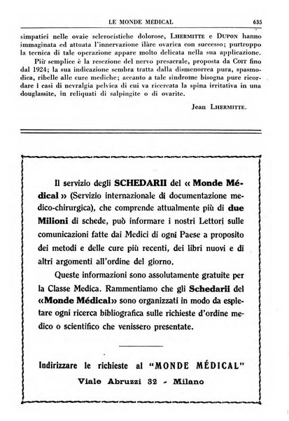 Le monde médical rivista internazionale di medicina e terapia