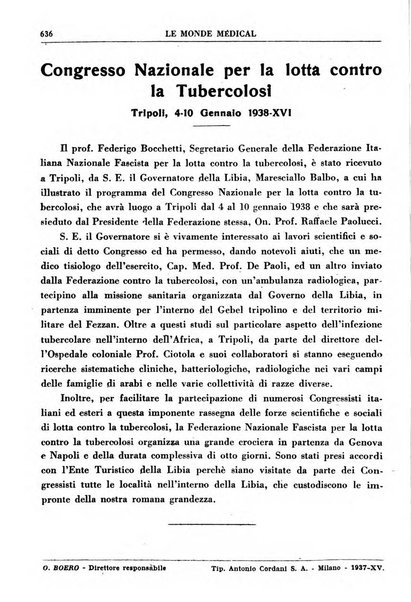 Le monde médical rivista internazionale di medicina e terapia