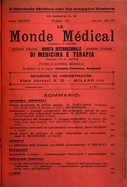 Le monde médical rivista internazionale di medicina e terapia