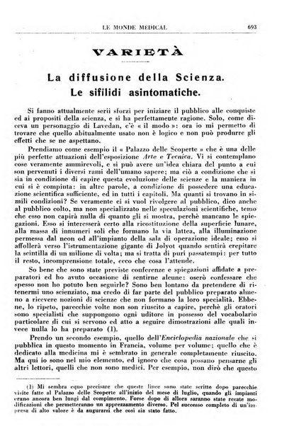 Le monde médical rivista internazionale di medicina e terapia