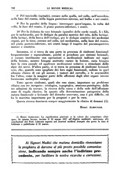 Le monde médical rivista internazionale di medicina e terapia