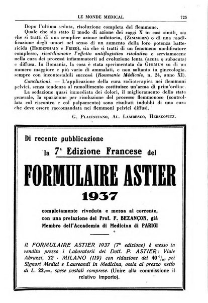 Le monde médical rivista internazionale di medicina e terapia