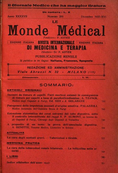 Le monde médical rivista internazionale di medicina e terapia