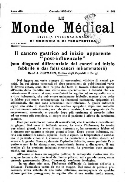 Le monde médical rivista internazionale di medicina e terapia