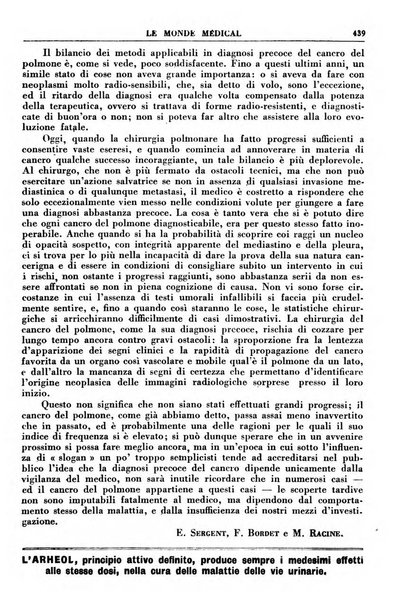 Le monde médical rivista internazionale di medicina e terapia