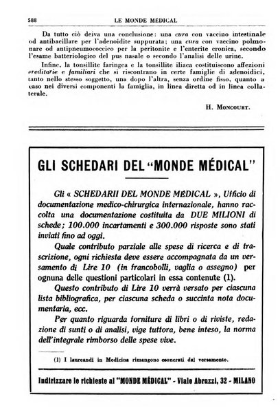 Le monde médical rivista internazionale di medicina e terapia