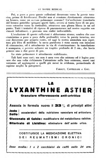 Le monde médical rivista internazionale di medicina e terapia