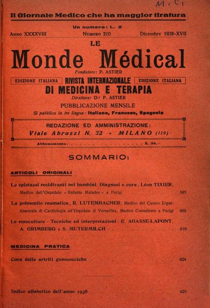 Le monde médical rivista internazionale di medicina e terapia