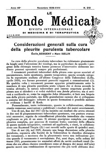 Le monde médical rivista internazionale di medicina e terapia