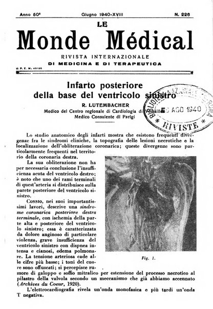 Le monde médical rivista internazionale di medicina e terapia