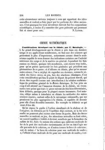 Les mondes revue hebdomadaire des sciences et de leurs applications aux arts et a l'industrie