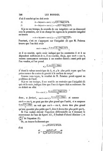 Les mondes revue hebdomadaire des sciences et de leurs applications aux arts et a l'industrie