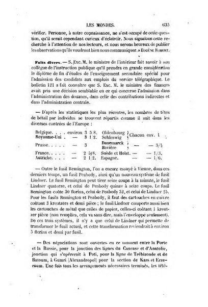 Les mondes revue hebdomadaire des sciences et de leurs applications aux arts et a l'industrie