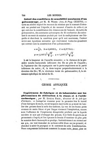 Les mondes revue hebdomadaire des sciences et de leurs applications aux arts et a l'industrie