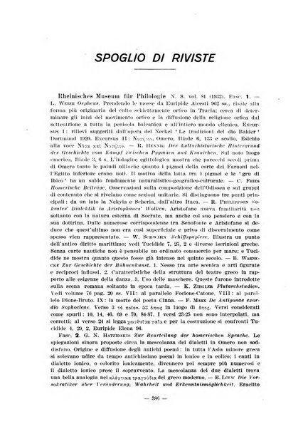 Il mondo classico rivista bimestrale bibliografica, scientifica, umanistica