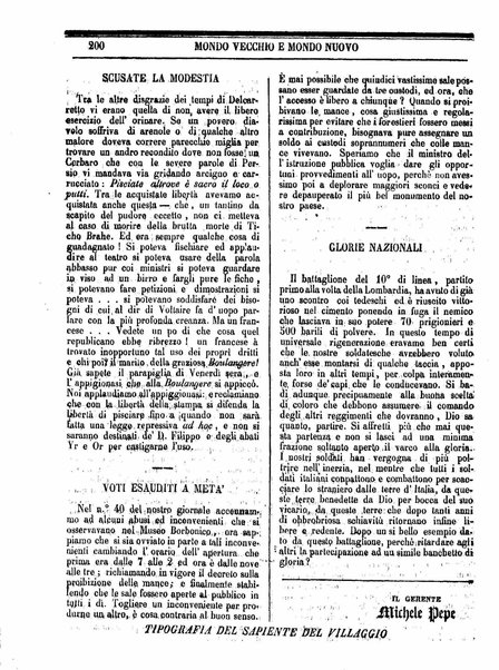 Mondo vecchio e mondo nuovo : ogni giorno costa un grano