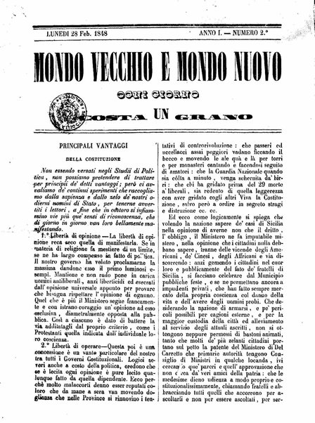 Mondo vecchio e mondo nuovo : ogni giorno costa un grano