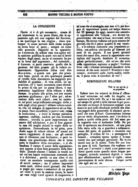 Mondo vecchio e mondo nuovo : ogni giorno costa un grano