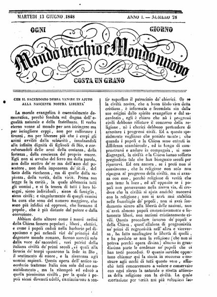 Mondo vecchio e mondo nuovo : ogni giorno costa un grano